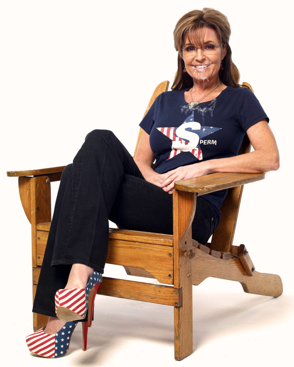 sarah palin fake cumshot with sperm all over her clothes, MyCelebrityFakes.com