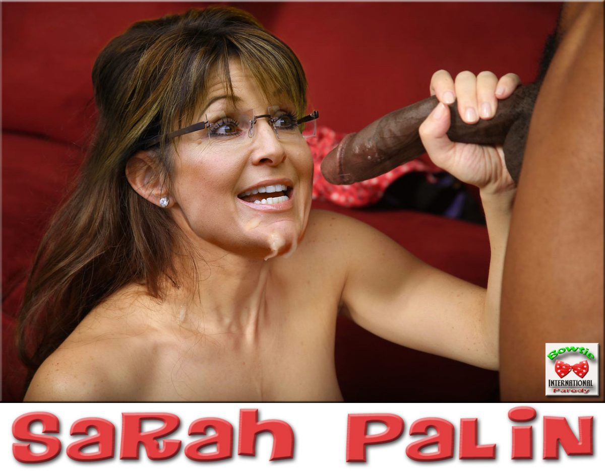 Sarah Palin Got Her Face Covered In Fake Cum By Big Black Cock