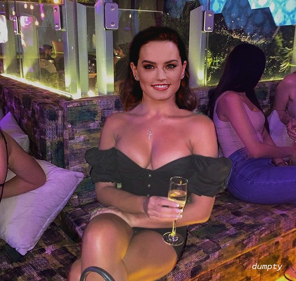 Daisy Ridley poses slutty in a club