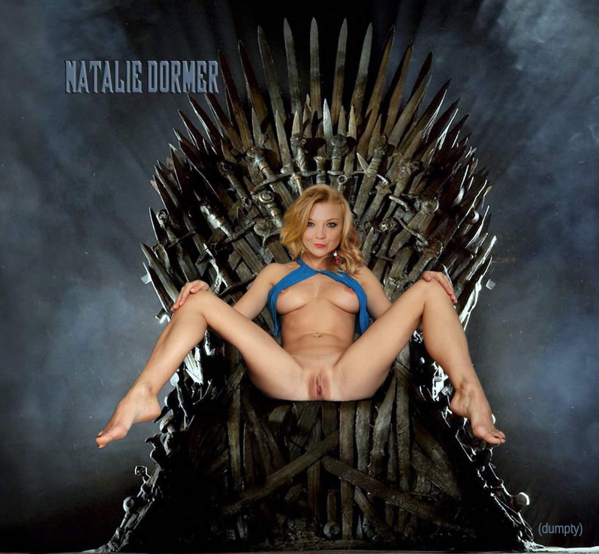 Natalie Dormer sitting on the Iron Throne fake nude spreading her shaved cunt, MyCelebrityFakes.com