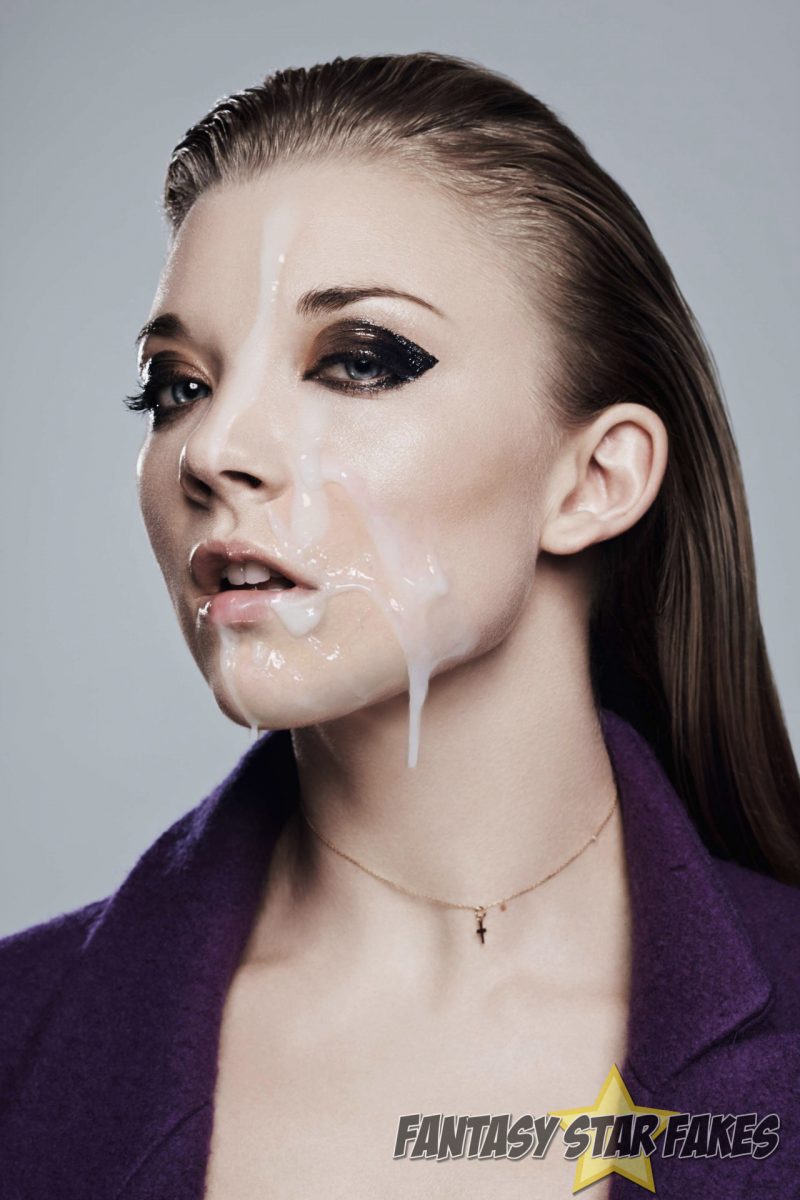Natalie Dormer has her face covered in hot cumshots