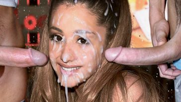 Ariana Grande With 2 Excited Cocks, Enjoys Smiling A Huge Facial, MyCelebrityFakes.com